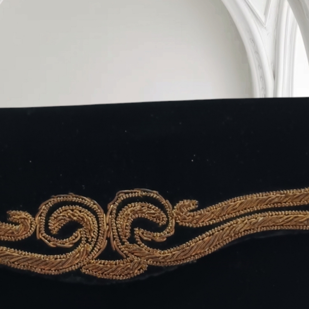 Kane-m Black Velour Evening Clutch Bag Embroidery - Picture 2 of 16